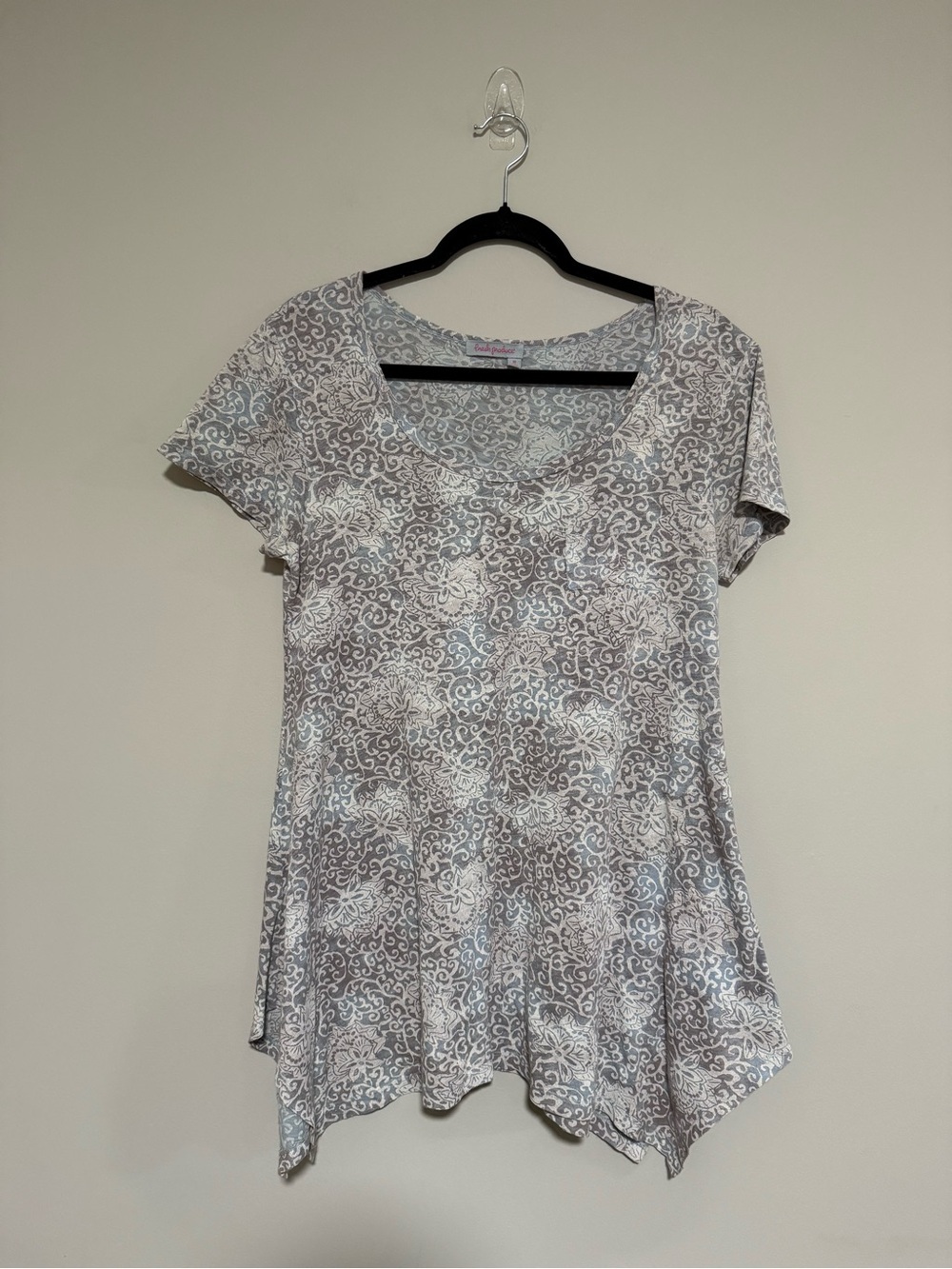 Fresh Produce Short Sleeve Floral Scroll Tunic Top Size Medium Beach Resort